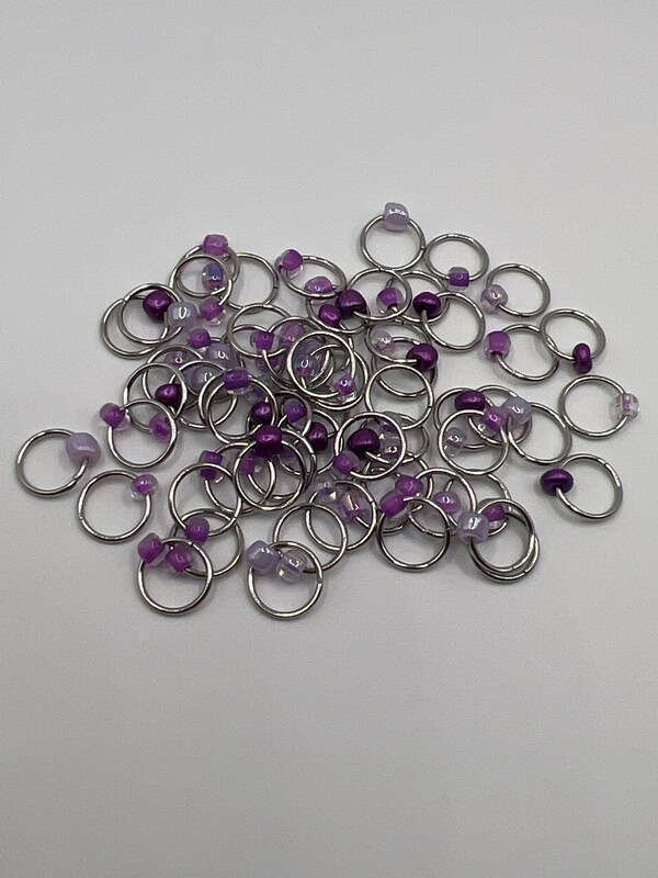 Snag-Free Handmade Magenta Mix Round O Ring Stitch Markers for Knitting -  Choose your quantity!